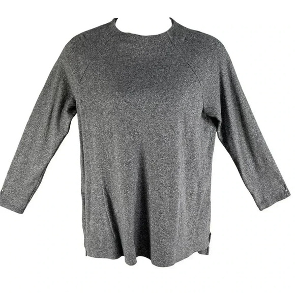 J Jill Pure Jill Women M Relaxed Fit Dark Gray Long-Sleeve Cotton Top Crew Neck - Picture 3 of 12